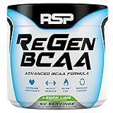 RSP Nutrition 50 Servings Regen BCAA Post Workout & Recovery Supplement, Lemon Lime, 15.5 Ounce