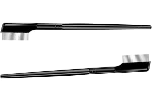 Fokmuaex 2PCS Stainless Steel Eyelash Comb and Eyebrow Comb, Dense Needle Teeth for Precise Lash Separation, Brow Grooming an
