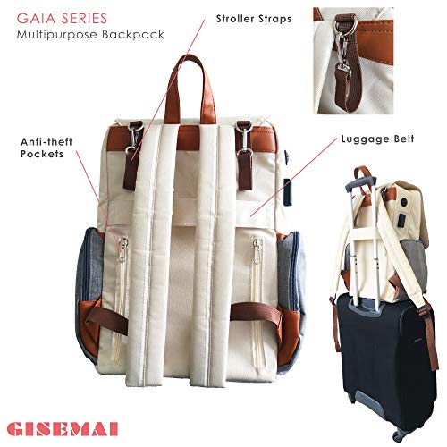 Baby Diaper Bag Backpack for Mom/Dad (Unisex Design) | Waterproof, Easy Bottom Access, Insulated Pockets, Stroller Straps, Luggage Belt, USB Port, Anti-Theft Pockets, Laptop Bag