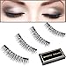 Moolia Magnetic Eyelashes, [Upgrade] Dual Magnetic No Glue False Lashes, 3D Reusable Fake Magnet Eyelash, 0.2mm Ultra-Thin Handmade Natural Look Lash (1 Pair 4 Pieces)