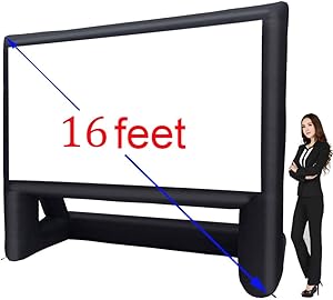 XHYCPY 16' Inflatable Outdoor Projector Movie Screen - Package with Rope, Blower + Tent Stakes - Great for Outdoor Backyard Pool Fun (16 feet)