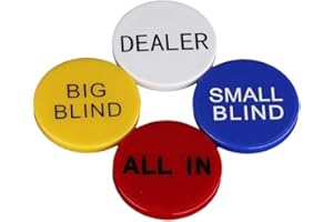 Small Blind, Big Blind, Dealer Puck Buttons - Set of 4 Professional Casino Texas Hold‘em Poker Dealer Accessory