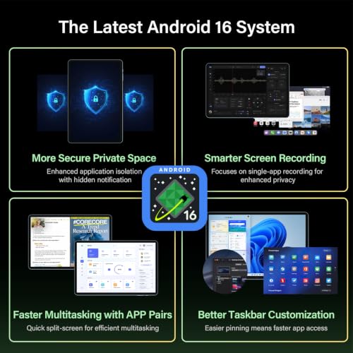 Android 10 inch Tablet with Keyboard - Android 16 tablet PC with 32GB+256GB+2TB Expand, Electronic Tablet with 8-Core, Gemini AI, WiFi, 8000mAh, GPS, 2-in-1 Tablet with Case/Mouse/Stylus(Black Case)