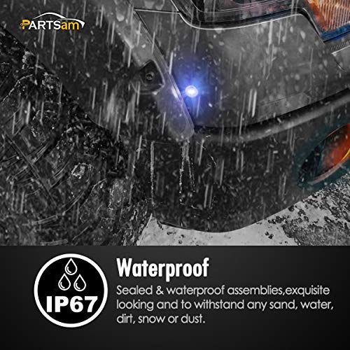 Partsam 8 Pcs 3/4" Mini Round Bullet Trailer Blue Led Side Marker Clearance Light Clear Lens, 3/4 led marker lights with Bullet Plugs, Marine Boat trailer Truck RV Car Bus Van Side LED marker lights