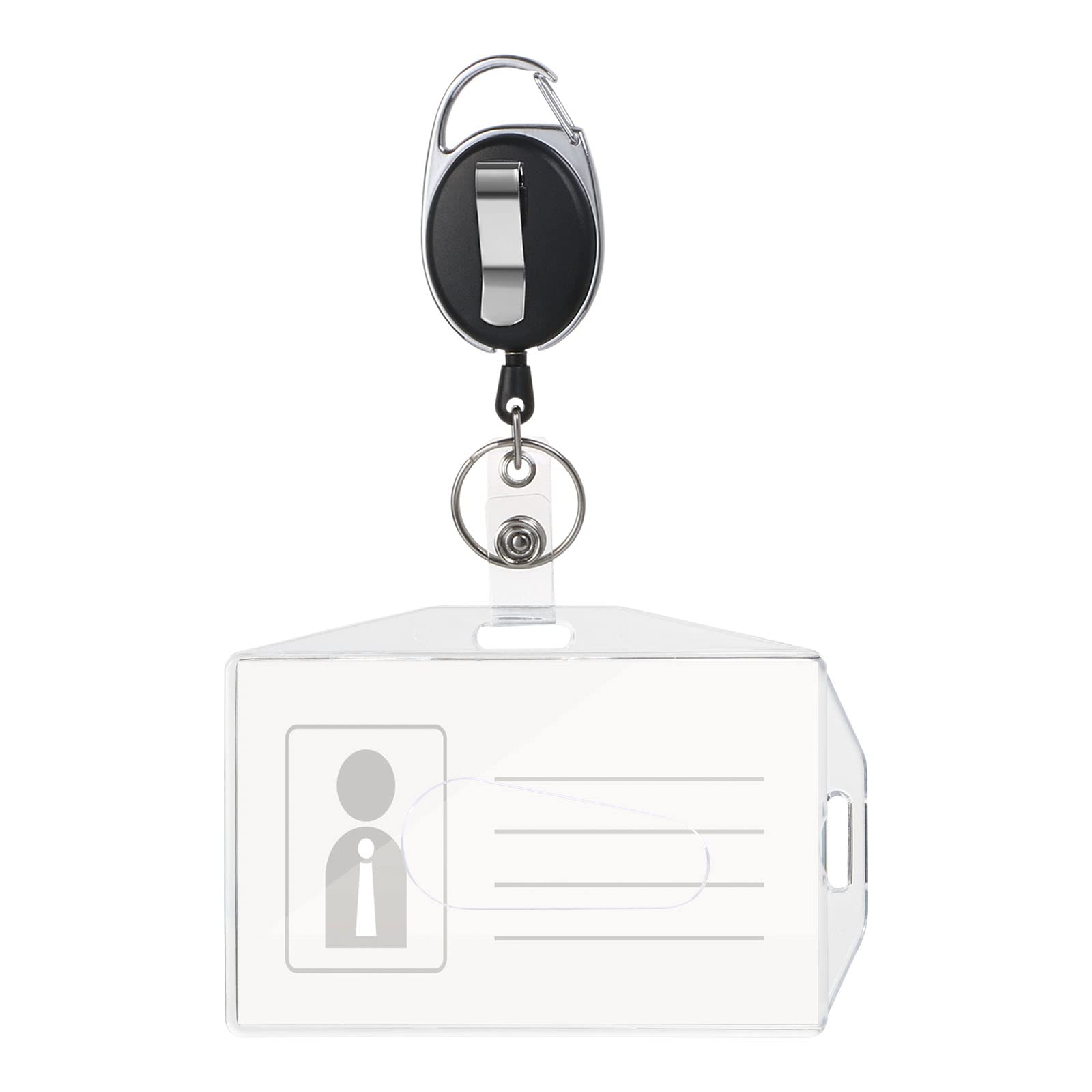 Vicloon ID Card Holders, 1 Piece ID Card Holder with Retractable Key Yoyo, ID Card Holder with Clip, Made of Plastic Hard Plastic, Horizontal/Vertical 2 Types to Carry, for ID Badge Holder