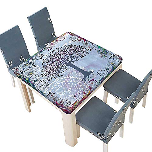 PINAFORE Polyester Tablecloth Life Motif with Peacock Feathe