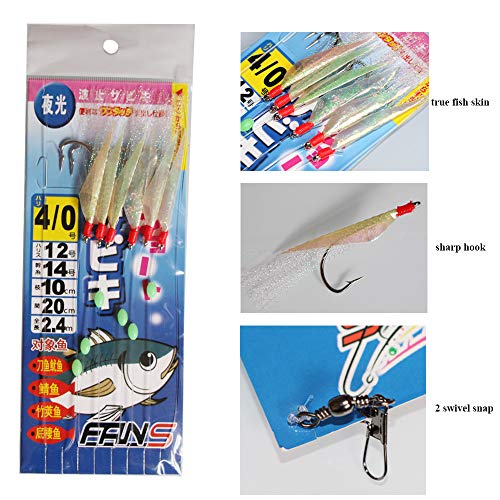 5 Packs Fishing Rigs Fishing Luminous Fish Bait Rigs True Fish Skin