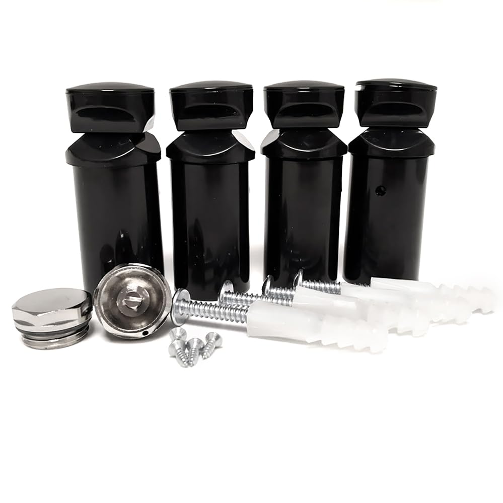 Black Full Set of Universal Brackets for Heated Towel RAIL Radiator Flat Or Curved With Plugs