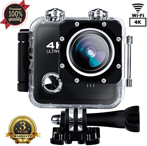 Action Camera SOUTHSTARDIGITAL  4K WIFI 16MP Waterproof Sports Camera Camcorder Underwater 30M HD Sport Video 170 Wide Angle Cam Rechargeable Battery DV Black