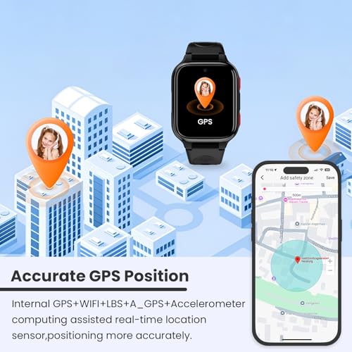 LAGENIO K9 Smart Watch for Kids with GPS Tracker, AI Assistant & Voice Call,1.78" AMOLED, 4G Smartwatch With SOS, Parental Controls, School Mode, IP68 Waterproof for Teens Ages 6 and Up