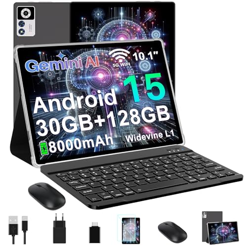 ZIOVO 2026 Neuest Android 15 Tablet 10.1 Zoll, 30GB RAM+128GB ROM+2TB, Gemini AI, 5G WLAN, Octa-Core 2.0GHz, Widevine L1, 8000mAh, BT 5.0, GPS, GMS, T