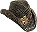 Dorfman Pacific Womens Paper Western Hat w/Wood Flowers & Tail Feathers