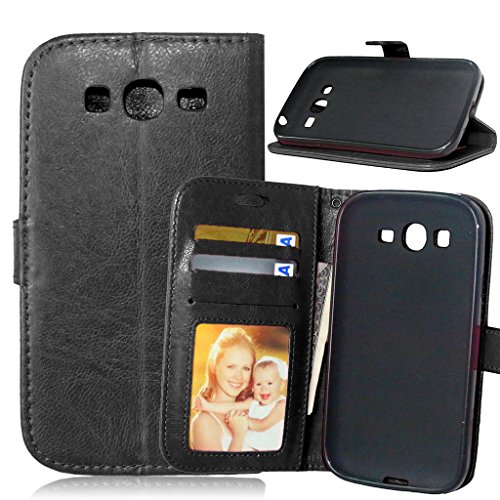 Galaxy Grand Neo Plus I9060 Phone Case, [Free Charger Cable] TOMYOU PU Leather Money Wallet Case, Flip Card Slots and Stand Cover for Samsung Galaxy Grand Neo Plus I9060 (Grand Lite) (Black)