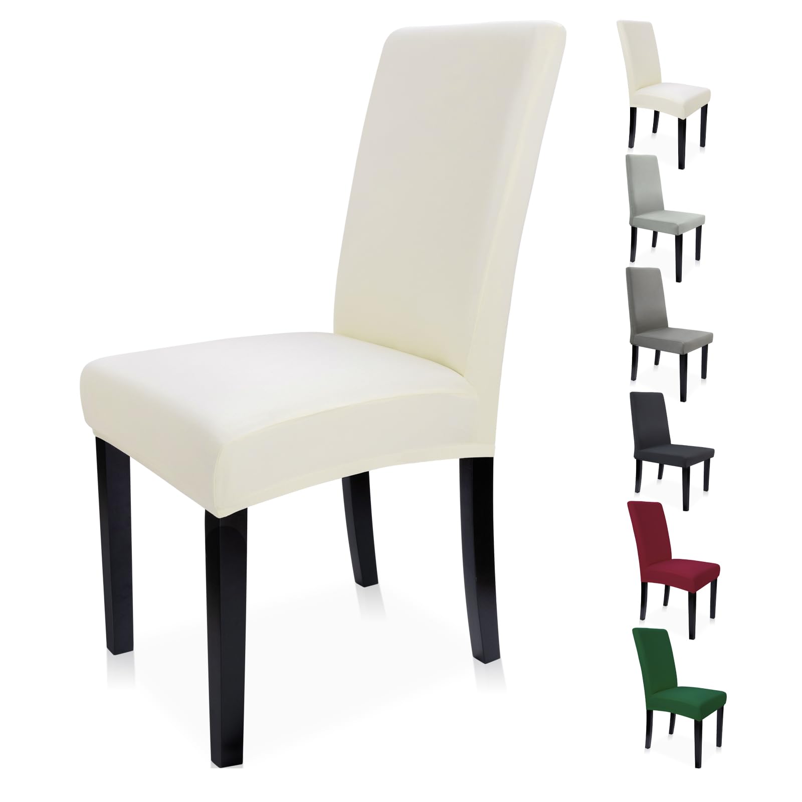 Zindoo Chair Covers Beige, Stretch Dining Chair Covers Set of 4, High Back Dining Chair Slipcovers, Spandex Chair Seat Covers for Dining Room Wedding Kitchen Party Hotel