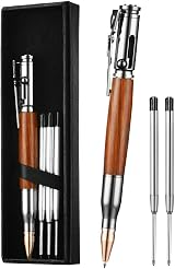 AUAUY Bolt Action Pen with Gift Case Aluminum Retractable Ballpoint 5 Refills