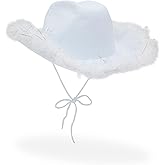 Zodaca White Cowboy Hat - Cowgirl Hat with Feathers for Bachelorette Party Accessory - One Size, White Polyester Felt