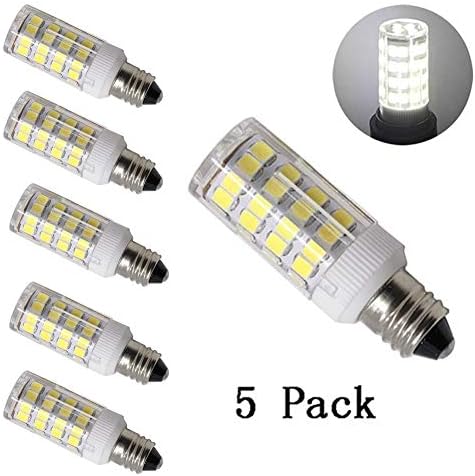led E11 Dimmable Bulb Mini Candelabra E11 Base T4 JD 120V LED Halogen Replacement Bulb, 4.5, 40W Equivalent (5 Pack) (Daylight)