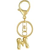 Gold Bubble Initial Keychain for Women - Personalized Alphabet Letter Handbag Charm