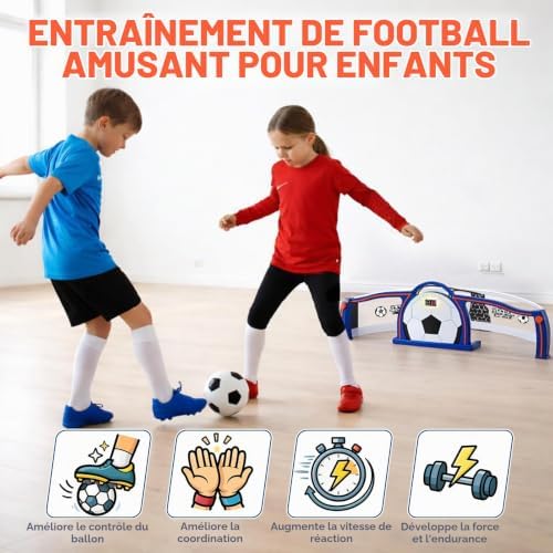 Cage de Foot Enfant Interactive, But de Foot avec Compteur de Score & 2 Modes de Jeu, Cage Foot Entraînement Réaction & Coordination, Idée Cadeau Football Enfant 6-12 Ans