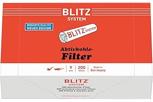 200 pcs BLITZ System Charcoal Pipe Filters - 9mm