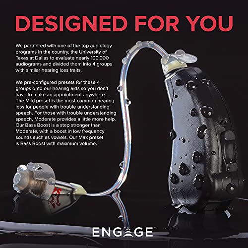 Lucid Hearing Engage Hearing Aids, Rechargeable Case and Accessories Compatible With iPhone