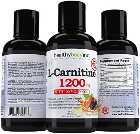 L Carnitine 1200mg - L Carnitine Liquid for best absorption and results- Also has 100 mg. of Coq10 and B12