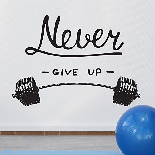 Wall Quote Motivational Home Wall Decor Vinyl Sticker Gym Decal Mural Art Inspire Never give up, Black, 580 x 400mm
