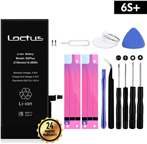 2750mAh Battery for iPhone 6S Plus (not 6Plus) with Complete Replacement Tool Kit, Two Sets of Adhesive Tape and Instructions Included by LOCTUS 24 Months Warranty