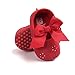 Baby Girls Princess Bowknot Soft Sole Cloth Crib Shoes Sneaker Red, 3-6 Months