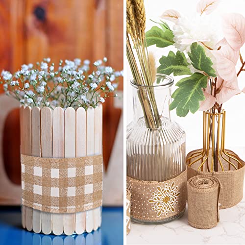 VGOODALL Burlap Ribbons, 6 Rolls Jute Ribbons Christmas Ribbons Wired Ribbons 20 Yards for Crafts Gift Wrapping Decor