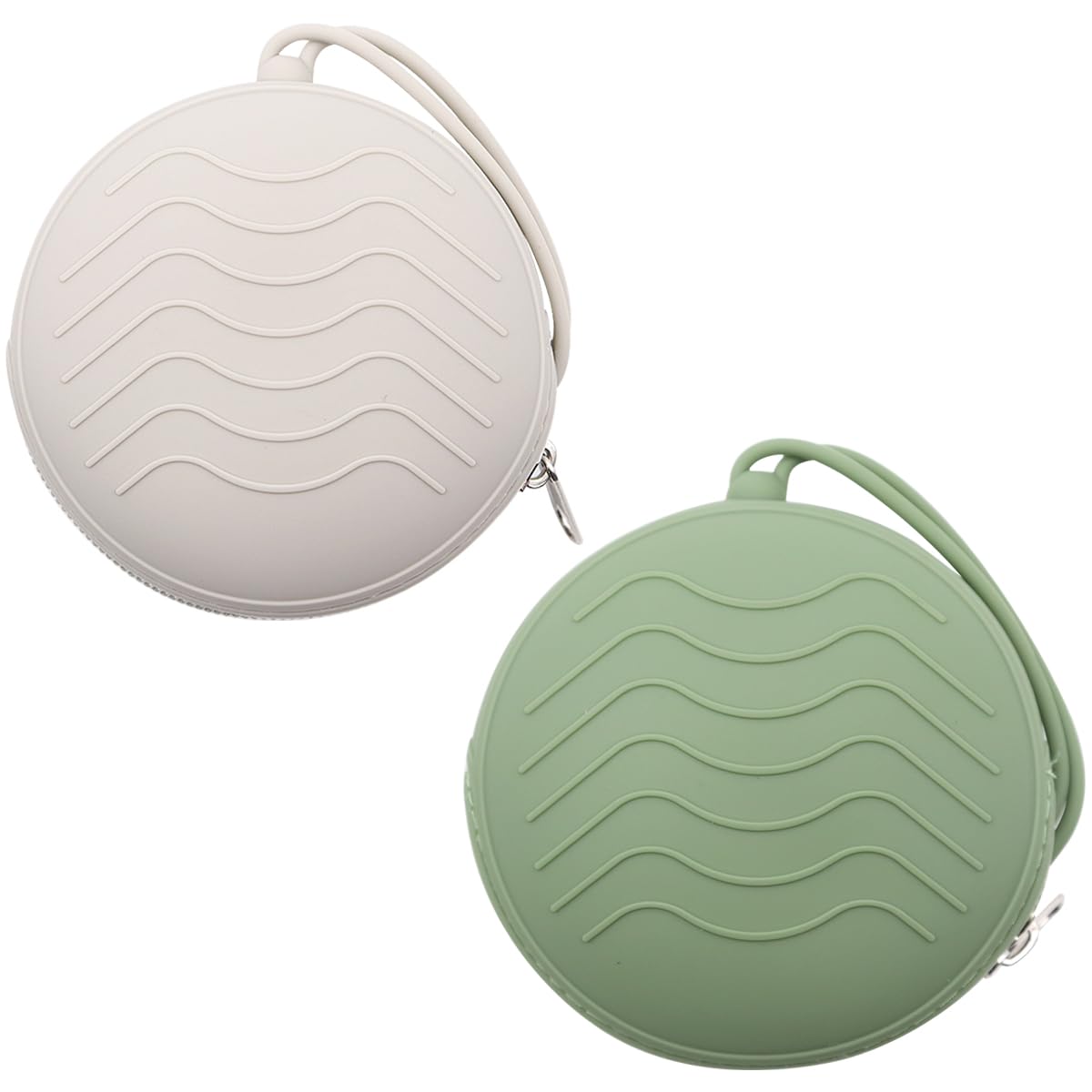Ieron Silicone Dummy Holder Case,Silicone Zipper Storage Bag,Portable Soother Pods,2 Pcs Pacifier Case For Travel/Outdoor/Home,Light Gray+Green