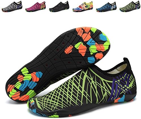 UMmaid Water Aqua Shoes Quick Drying Beach Swim Shoes for Pool Dive Surf Yoga (3.5 UK, Black&Green)