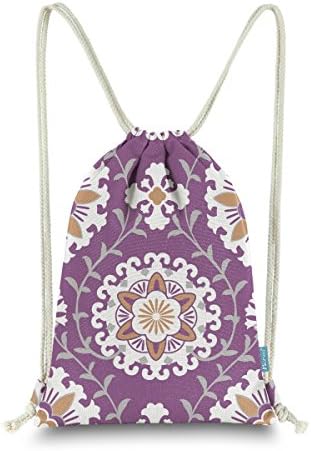 Drawstring Backpack Gym Sack Pack Dahlia Style Floral Sinch Sack Canvas String Bag Beach Cinch Pack For Men & Women 13 X 18 Inches Lilac Purple