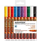 Molotow ONE4ALL Acrylic Paint Marker Set, 10 Basic Colors #1, 2mm (200.450)