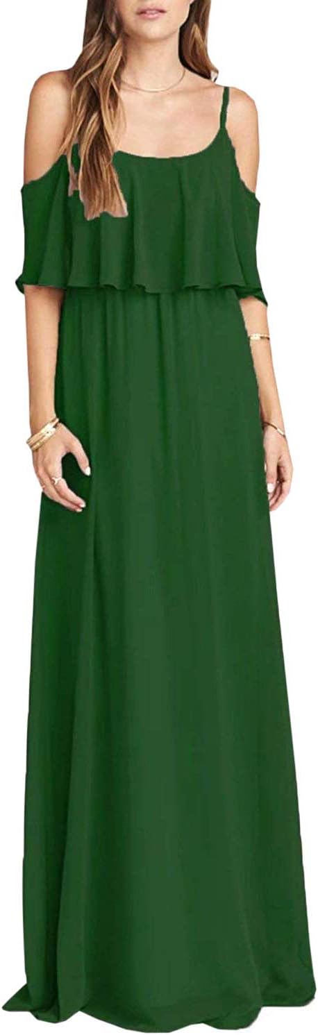 Bridesmaid Dresses Chiffon Floor Length Off Shoulder Wedding Prom Gown