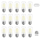 S14 LED Filament Bulbs 2W, Vintage Edison Led Light Bulbs,20Watt Incandescent Bulb Equivalent, 2700K (Warm White), 200 lumens, Great for String Lights, Commercial Lighting, Patio, Wedding, 15 Pack