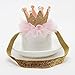 Baby Girl Birthday Glitter Bow Crown Headband Princess Sparkly Tiara Hair Accessories Set of 2 (Gold)