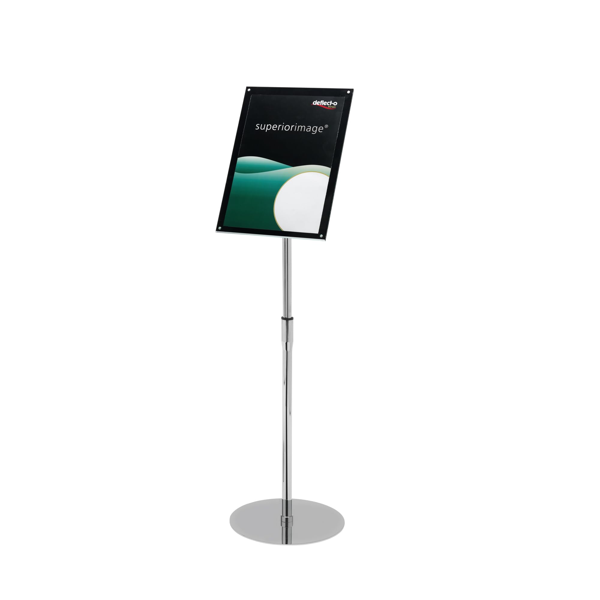 Deflecto A3 Bevelled Edge Floor Standing Sign Holder - Adjustable Portrait & Landscape Display Boards Free Standing - Telescopic Display Stand