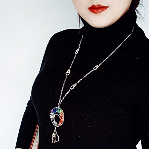 Crimmy Fashion Lanyard for Women, Tree of Life Pendant Necklace Badge Holder, Stainless Steel ID Holder