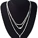 TQS Layered Necklaces Long Chain Hamsa Hand of Fatima Evil Eye Necklaces Pendant for Women Sliver