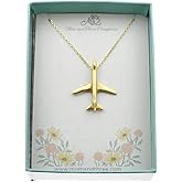 MOM & THREE DAUGHTERS Gold Plated Sterling Silver Jet Necklace | 18" Gold Plated Cable Chain | Aviation Gift | Traveler Charm