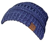 H-6800-1173 Marled Ribbed Beanie - Two Tone - Blue/Denim