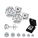 Anni Coco 18K White Gold Plated Stainless Steel Brilliant Cut Round Clear CZ Stud Earrings, 4-9mm 6 Pairs