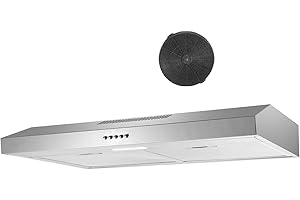 SNDOAS Under Cabinet Range Hood 30 inch,Kitchen Hood with LED Light,Push Button Controls,3 Speeds,Stainless Steel Range Hood,Ducted/Ductless Convertible Kitchen Over Stove Vent,Charcoal Filter