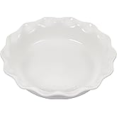 Le Creuset Stoneware Heritage Fluted Pie Dish, 9 in., White