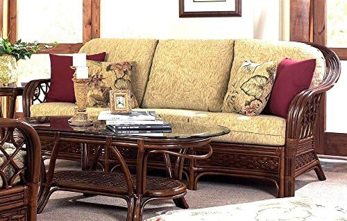Coco Cay Rattan Sofa w 2 Toss Cushions in Urban Mahogany (642)