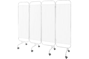 WBGANG Privacy Screen, 4-Panel Medical Privacy Screen with 8 Wheels (4 with Brakes),Freestanding Foldable Mobile Medical Room Divider for Hospitals Clinics Nursing Homes,78.7 * 70.9 in (White)