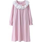 BANGSAUR Girls Cotton Dress, Lace Dress Girl Sleeping Gown 3-15 Years
