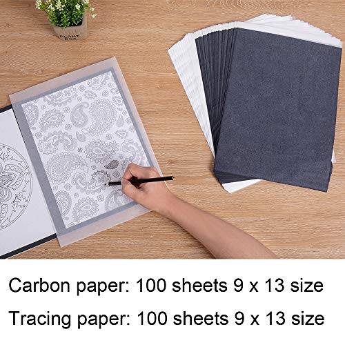 Wangday Carbon Paper, Black Graphite Transfer Tracing Paper for Wood, Paper, Canvas and Other Art Surfaces- 200 Sheets (9 x 13 Inches)