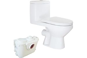 WinZo WZ5011-P Macerating Toilet with 500W Macerator Pump One Piece Round Upflush System for Basement Silent & Power,White